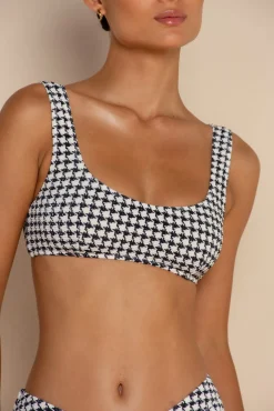 ESCAPE BRALETTE TOP - HOUNDSTOOTH