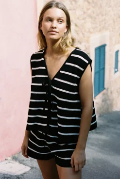 JONI KNIT TANK - BLACK/WHITE STRIPE
