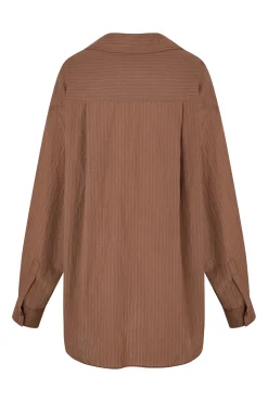 REMI SHIRT - MOCHA PINSTRIPE