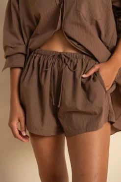 REMI SHORT - MOCHA PINSTRIPE